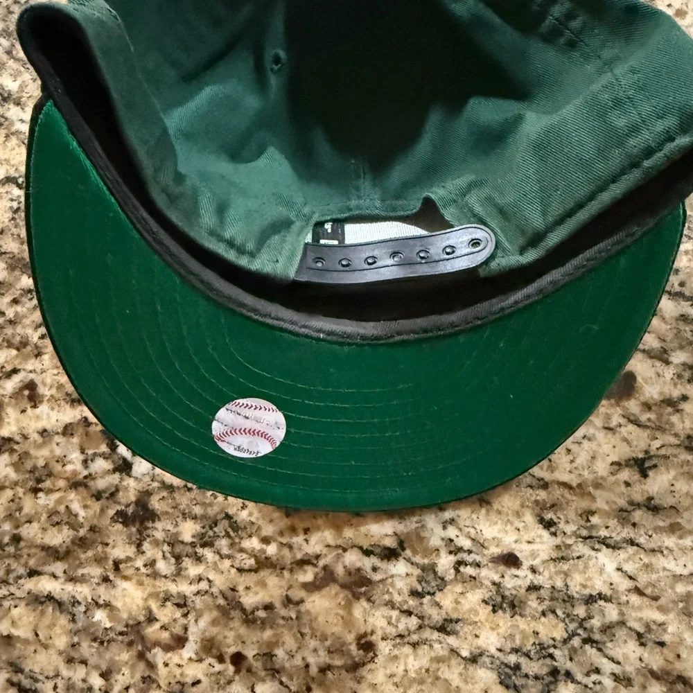 Green and Black Party Hat with Flat Brim and Logo